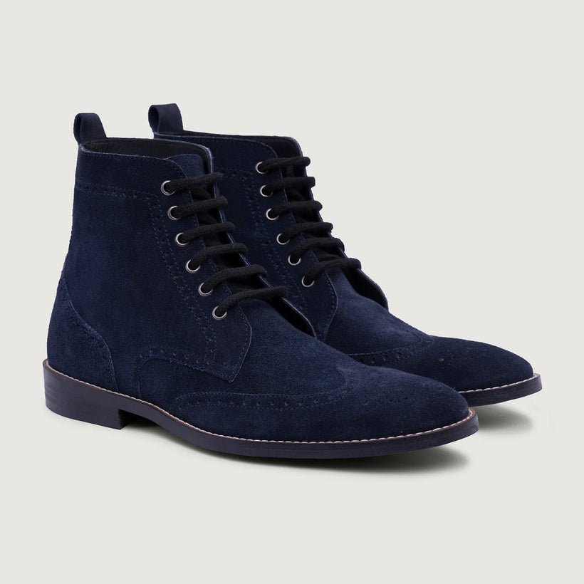Duster Brogues Blue Suede Leather Boots - StudGuard Ανδρικό