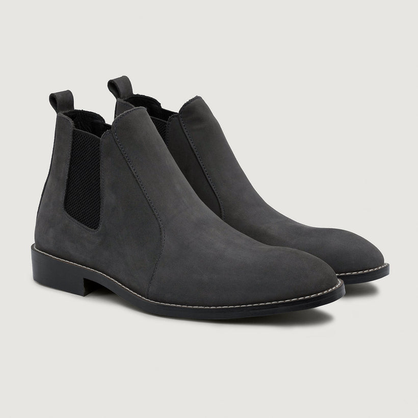 Clarkson Chelsea Grey Nubuck Leather Boots - StudGuard Ανδρικό