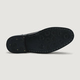 High-Traction Rubber Outsole & Lug Tread Pattern on Knight Derby Burnished Brown Leather Boots StudGuard For Men