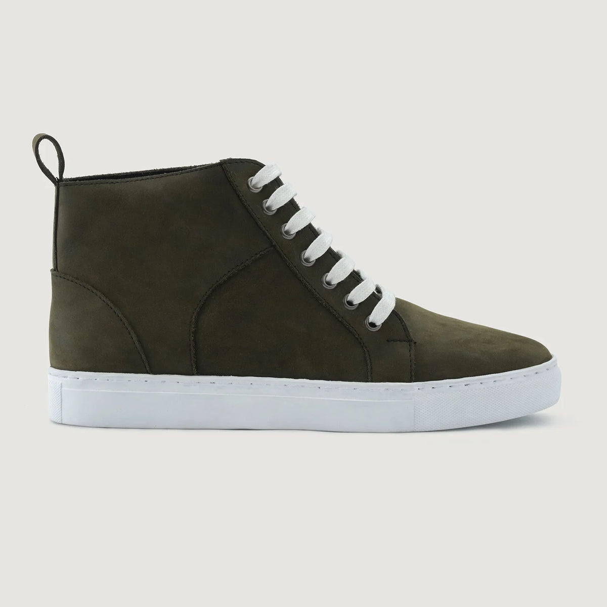 Olive Full-Grain leather Sneakers - Κατασκευή ραφής Goodyear & λεπτομέρεια μύτης παπουτσιού