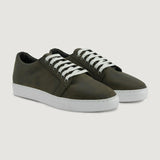Murphy Low Top Olive Pullup Leather Sneakers For Men in Olive Full-Grain Leather - Lateral Side Profile View | Buy Online