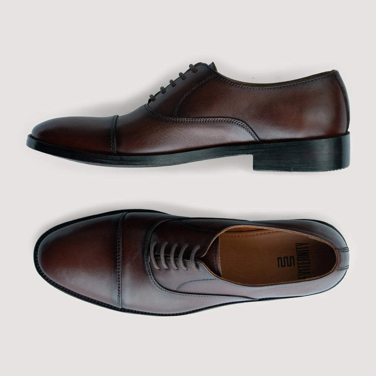 Professor Oxford Burnished Καφέ Δερμάτινα παπούτσια Ανδρικό For Men - Ενισχυμένη φτέρνα & διπλές ραφές ακριβείας