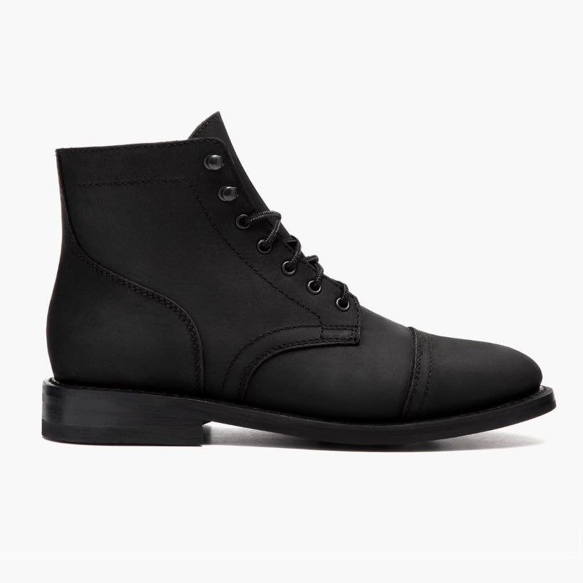 Captain Μαύρο Matte Leather Boots Ανδρικό