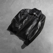 
Rib Knit & Hem Craftsmanship Construction Detail on Air Rolf Μαύρο Δερμάτινο Μπουφάν Bomber Ανδρικό