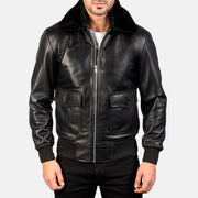 
Κοντινό πλάνο λεπτομέρειας of Shirt with Removable Fur & Zipper Hardware on Airin G-1 Μαύρο Δερμάτινο Μπουφάν Bomber Ανδρικό