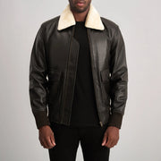 
Airin G-1 Καφέ & Cream Δερμάτινο Μπουφάν Bomber Ανδρικό in Brown Sheepskin Leather - Μπροστινή όψη & εφαρμοστή σιλουέτα | Αγορά online