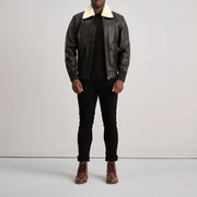 
Airin G-1 Καφέ & Cream Δερμάτινο Μπουφάν Bomber Ανδρικό - Πλαϊνή όψη που αναδεικνύει το κόψιμο των μανικιών