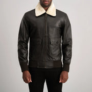 
Κοντινό πλάνο λεπτομέρειας of Shirt with Removable Fur & Zipper Hardware on Airin G-1 Καφέ & Cream Δερμάτινο Μπουφάν Bomber Ανδρικό