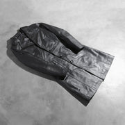 
Open Hem & Hem Craftsmanship Construction Detail on Alexis Μαύρο Single Breasted Δερμάτινο Παλτό Γυναικείο