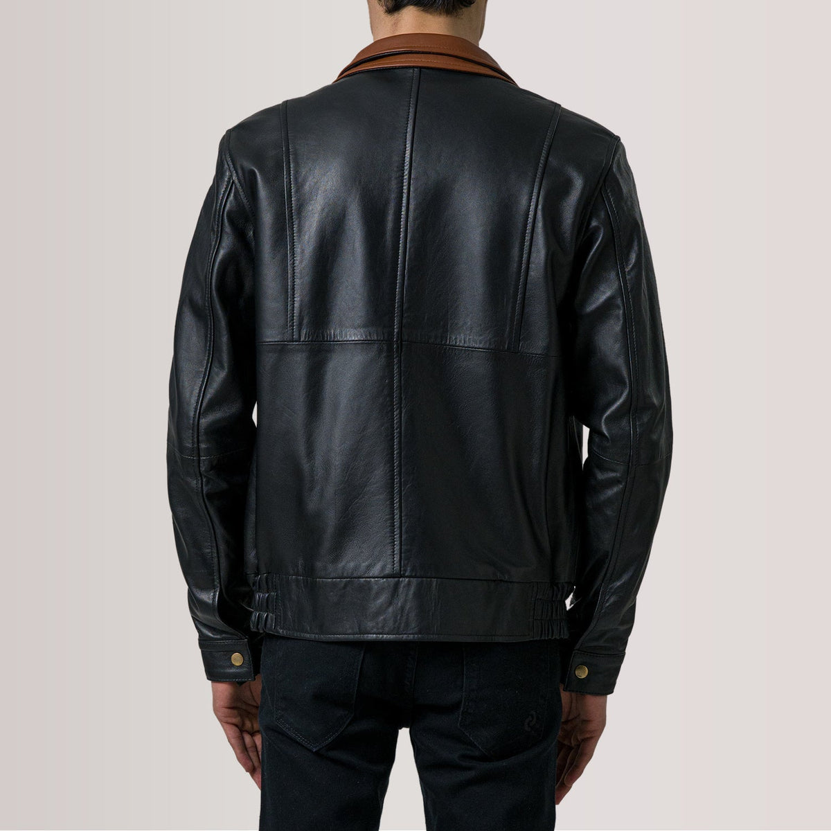 Authentic Sheepskin Leather with Semi-aniline Finish Grain Texture & Heavy-Duty Seam Stitching Detail