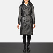 
Alice Black Double Breasted Leather Coat in Black Cowhide Leather - Μπροστινή όψη & εφαρμοστή σιλουέτα | Αγορά online