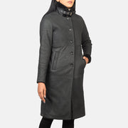 Distressed Black Sheepskin Leather Aviator Jacket - Back View Showing Tailored Shoulder Fit &amp; Clean Hemline
