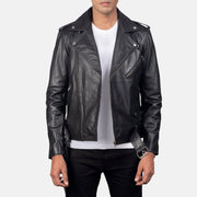 
Allaric Alley Black Leather Biker Jacket in Black Cowhide Leather - Μπροστινή όψη & εφαρμοστή σιλουέτα | Αγορά online