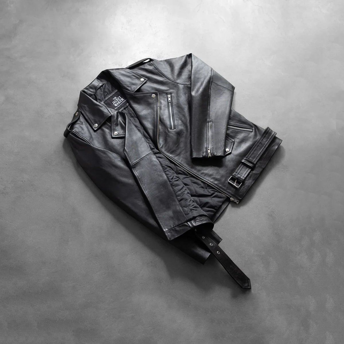 
Χειροποίητο φινίρισμα στριφώματος Allaric Alley Black Leather Biker Jacket