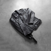 
Χειροποίητο φινίρισμα στριφώματος Allaric Alley Black Leather Biker Jacket