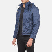
Blue Nylon Winter Jacket - Πίσω όψη με εφαρμογή στους ώμους & καθαρό στρίφωμα