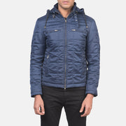 
Alps Quilted Blue Windbreaker Jacket - Πλαϊνή όψη που αναδεικνύει το κόψιμο των μανικιών