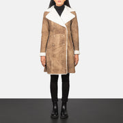 
Amie Distressed Brown Double Breasted Shearling Coat in Distressed Brown Sheepskin Snuffed - Μπροστινή όψη & εφαρμοστή σιλουέτα | Αγορά online