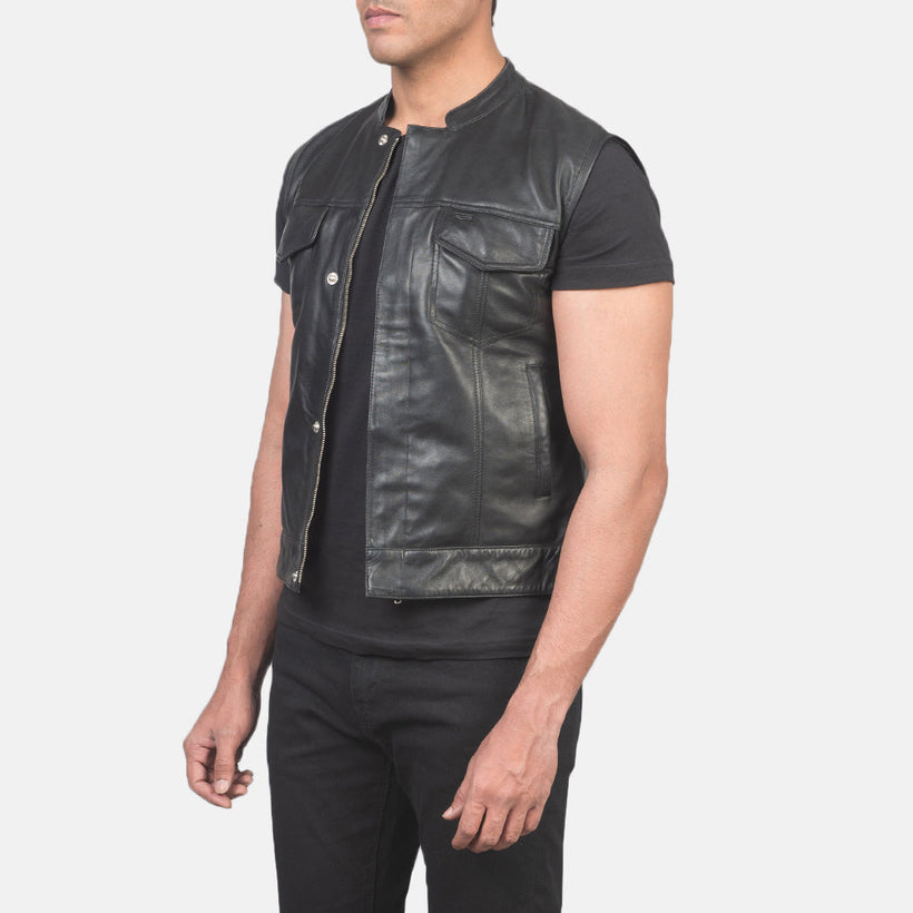 Atlas Moto Μαύρο Leather Vest Ανδρικό