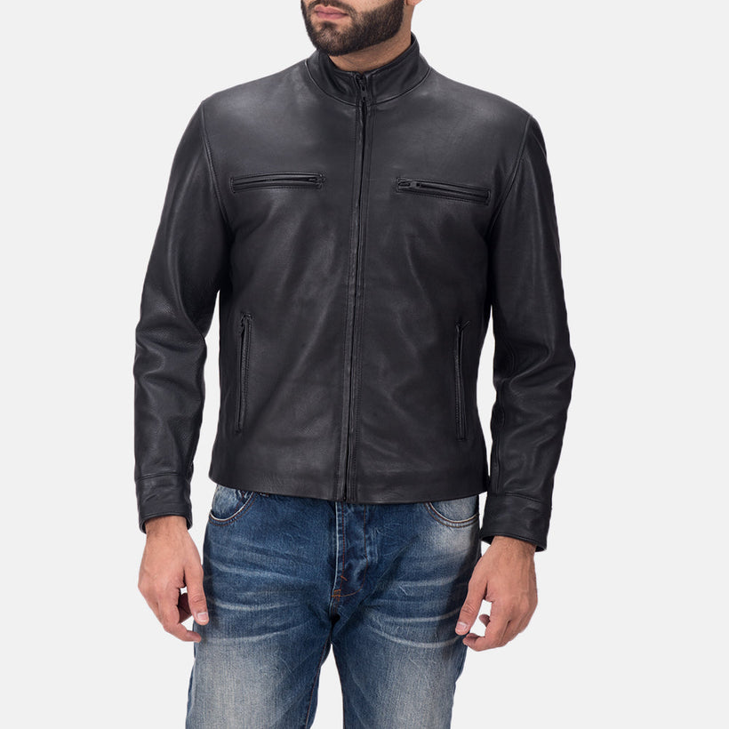 Austere Matte Μαύρο Δερμάτινο Μπουφάν Biker Ανδρικό