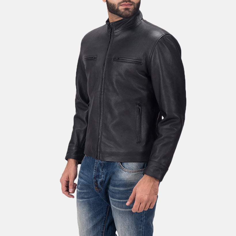 Austere Matte Μαύρο Δερμάτινο Μπουφάν Biker Ανδρικό