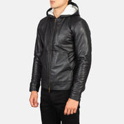 
Black Sheepskin Leather Bomber Jacket - Πίσω όψη με εφαρμογή στους ώμους & καθαρό στρίφωμα