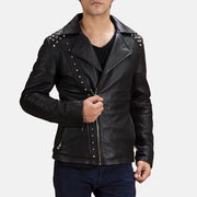 
Μαύρο με Τρουκς Δερμάτινο Μπουφάν Biker Ανδρικό in Black Sheepskin Leather - Μπροστινή όψη & εφαρμοστή σιλουέτα | Αγορά online