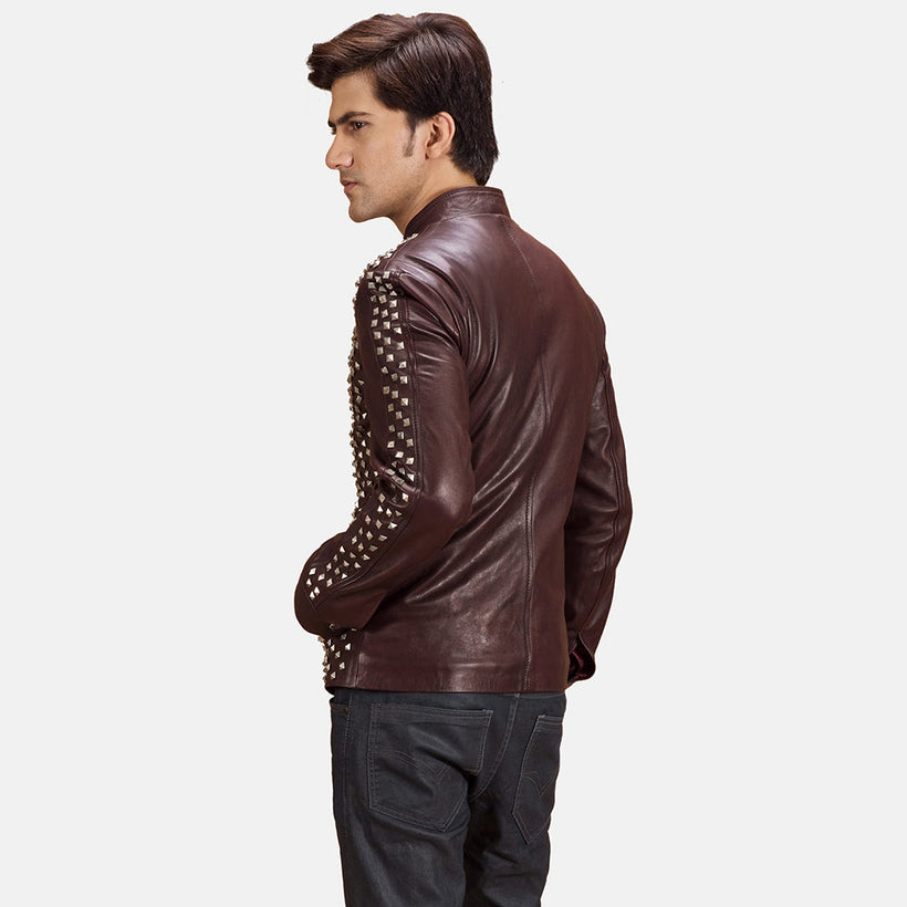 Blix Bono Maroon Δερμάτινο Μπουφάν Biker Ανδρικό