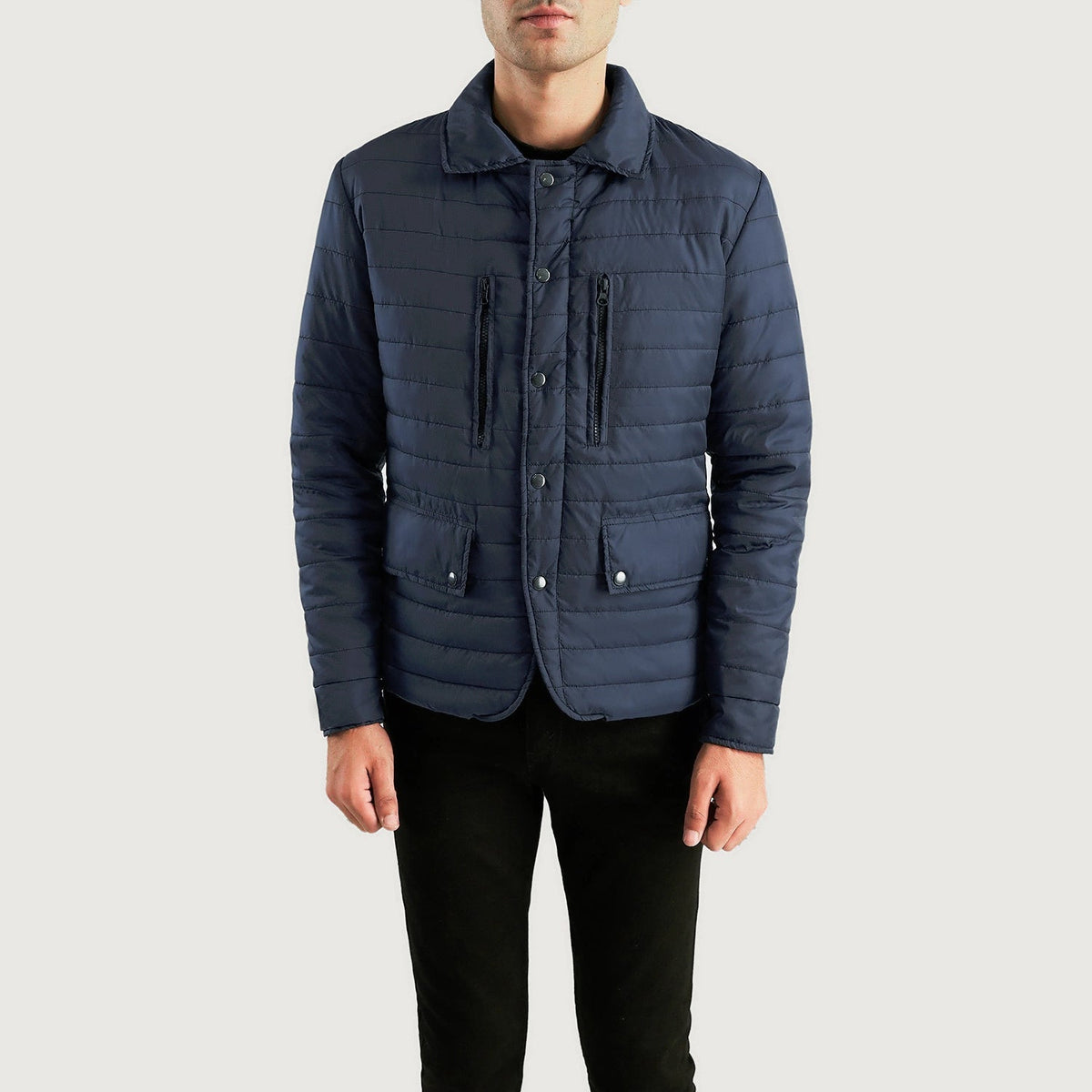 
Bo Quilt Windbreaker Δερμάτινο Μπουφάν Ανδρικό - Πλαϊνή όψη που αναδεικνύει το κόψιμο των μανικιών