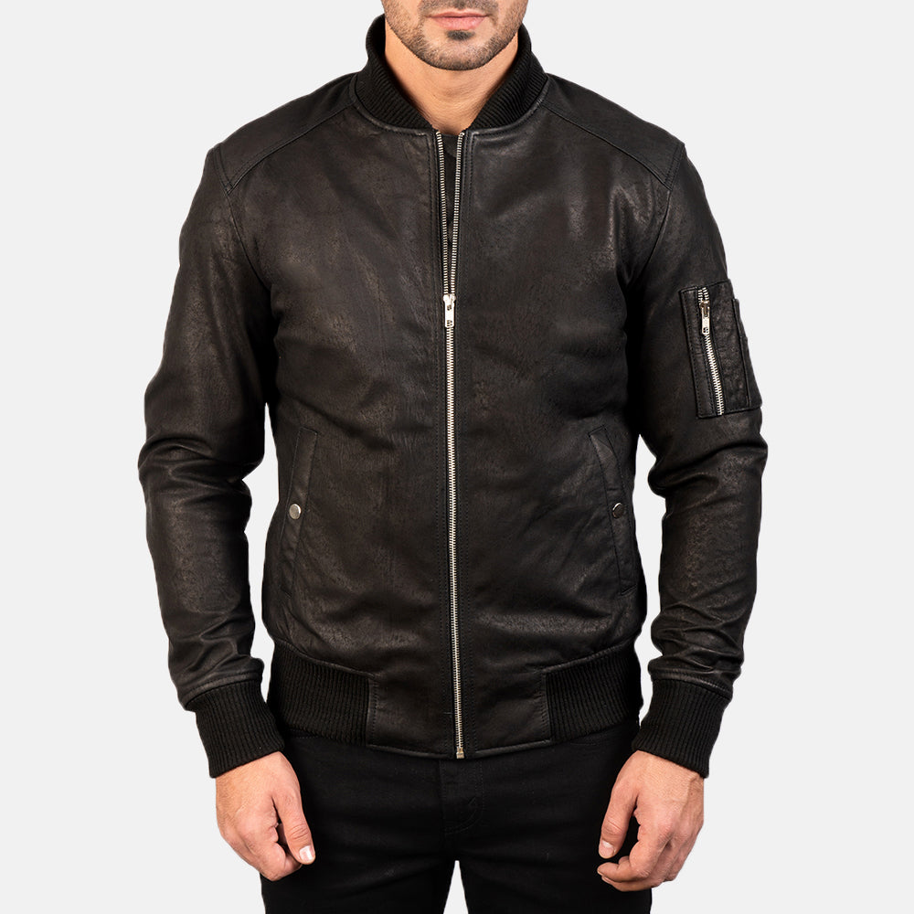 Bomia MA-1 Leather Bomber Jacket – alternate product view 3