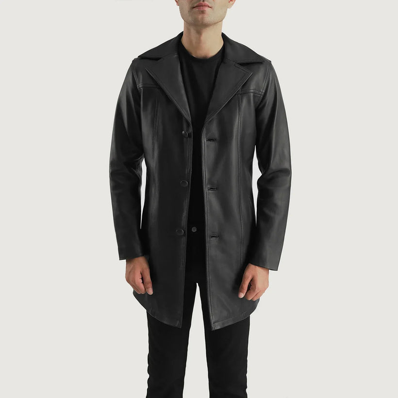 Brawnton Μαύρο Leather Coat Ανδρικό