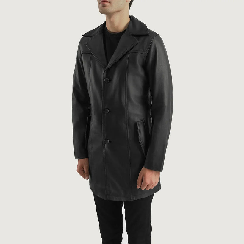 Brawnton Μαύρο Leather Coat Ανδρικό