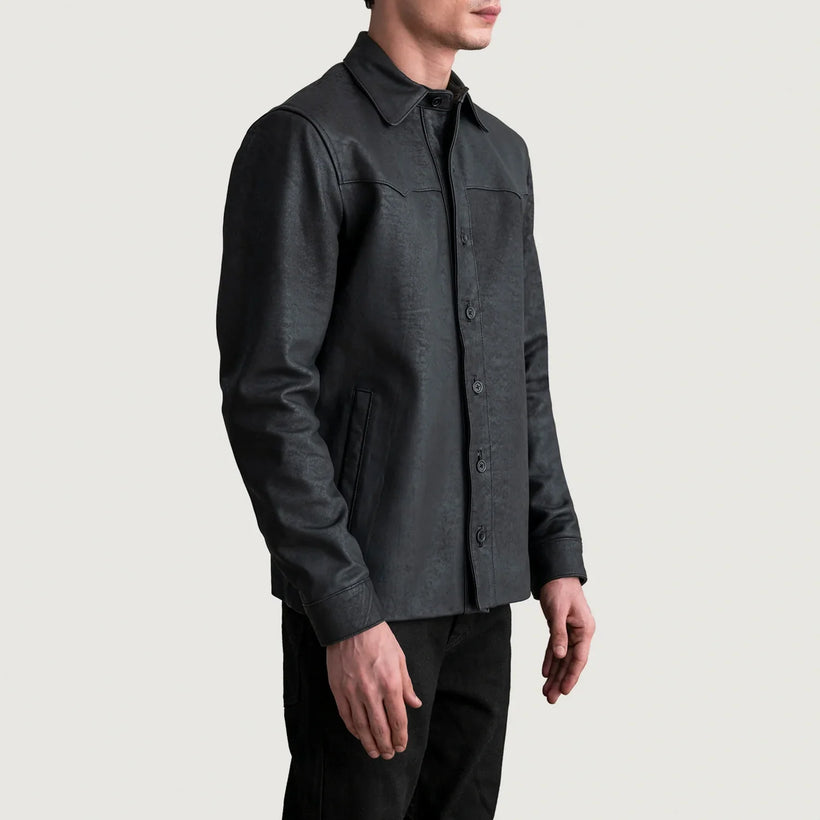 Bronco Tumbled Μαύρο Leather Shirt Ανδρικό