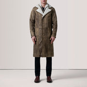 
Distressed Brown Sheepskin Snuffed Aviator Jacket - Πίσω όψη με εφαρμογή στους ώμους & καθαρό στρίφωμα