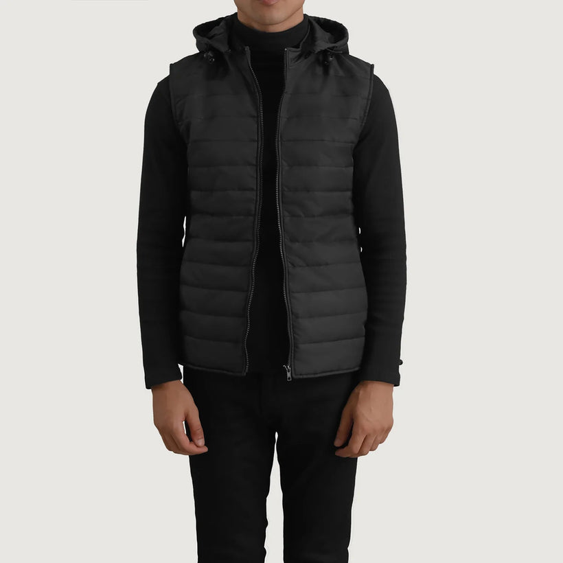 Carlo Μαύρο Hooded Puffer Vest Ανδρικό