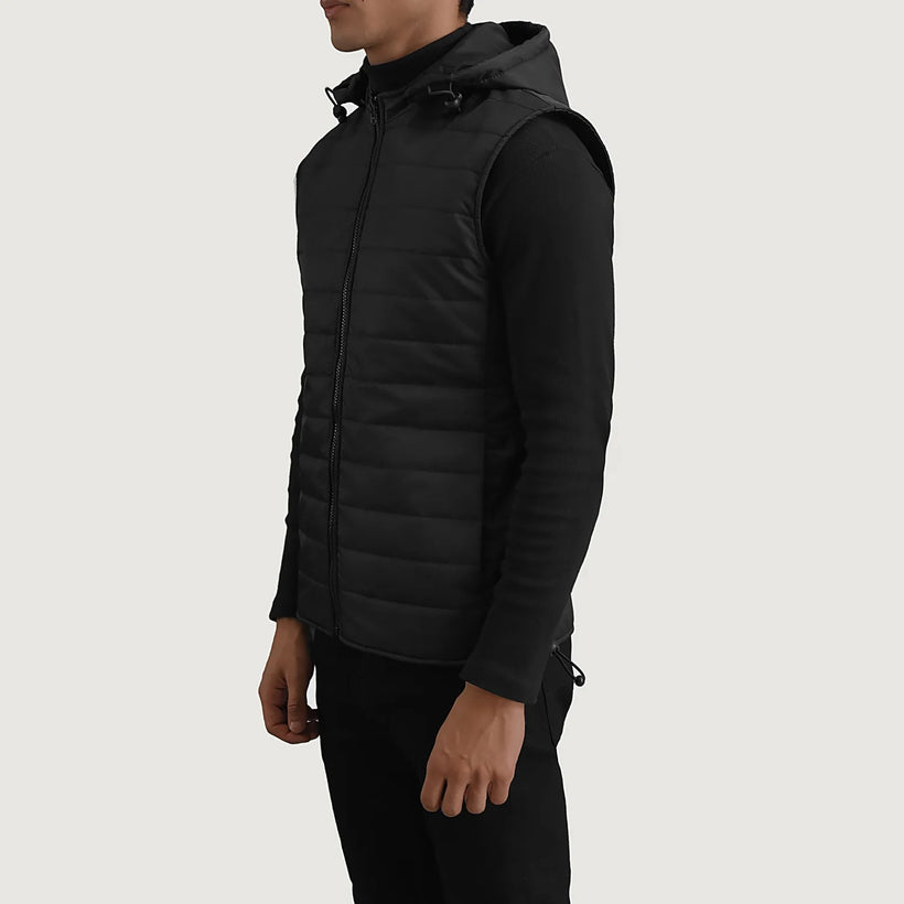 Carlo Μαύρο Hooded Puffer Vest Ανδρικό