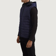 
Blue Full-Grain leather Vest - Πίσω όψη με εφαρμογή στους ώμους & καθαρό στρίφωμα