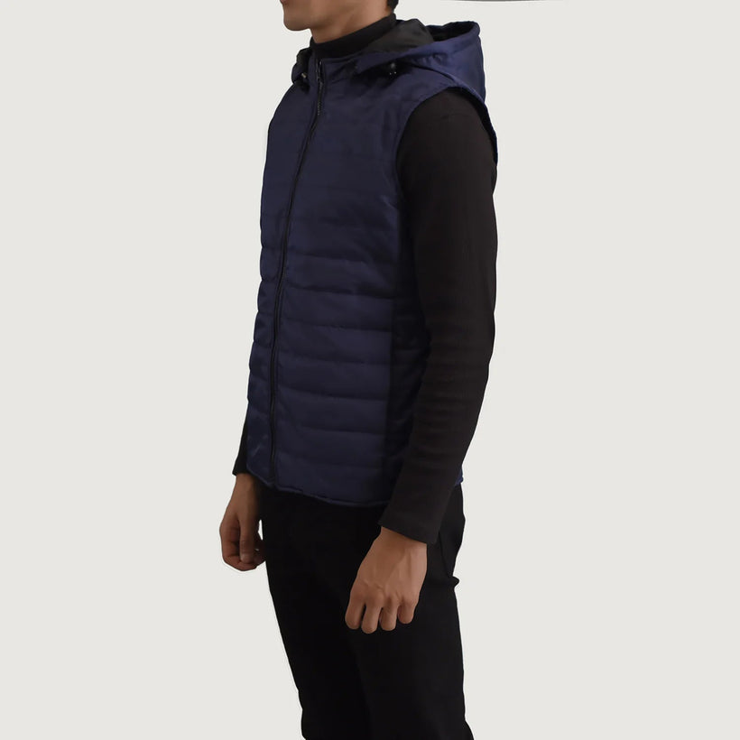 Carlo Blue Hooded Puffer Vest Ανδρικό