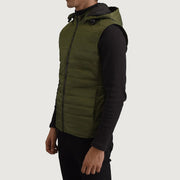 
Green Full-Grain leather Vest - Πίσω όψη με εφαρμογή στους ώμους & καθαρό στρίφωμα