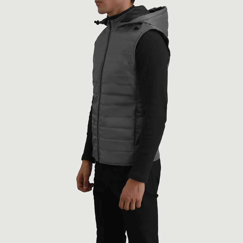 Carlo Grey Hooded Puffer Vest Ανδρικό