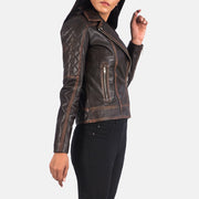 
Vintage Brown Goatskin Leather Biker Jacket - Πίσω όψη με εφαρμογή στους ώμους & καθαρό στρίφωμα