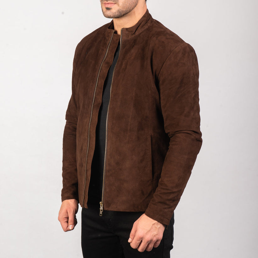 Charcoal Mocha Suede Δερμάτινο Μπουφάν Biker Ανδρικό
