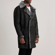 
Brown Goatskin Suede Aviator Jacket - Πίσω όψη με εφαρμογή στους ώμους & καθαρό στρίφωμα