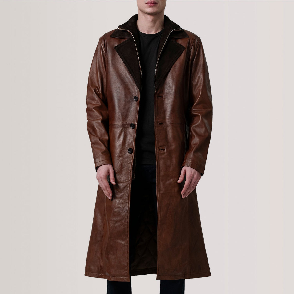 
Charlton Waxed Καφέ Leather Single Breasted Δερμάτινο Παλτό Ανδρικό For Men in Distressed Brown Sheepskin Burnished - Μπροστινή όψη & εφαρμοστή σιλουέτα | Αγορά online