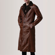 
Charlton Waxed Καφέ Leather Single Breasted Δερμάτινο Παλτό Ανδρικό For Men - Πλαϊνή όψη που αναδεικνύει το κόψιμο των μανικιών