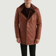 
Cinnamon Καφέ Leather Fur Δερμάτινο Παλτό Ανδρικό in Brown Sheepskin Burnishing - Μπροστινή όψη & εφαρμοστή σιλουέτα | Αγορά online