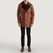 
Cinnamon Καφέ Leather Fur Δερμάτινο Παλτό Ανδρικό - Πλαϊνή όψη που αναδεικνύει το κόψιμο των μανικιών