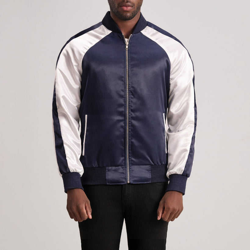 Clarke Blue Varsity Δερμάτινο Μπουφάν Ανδρικό