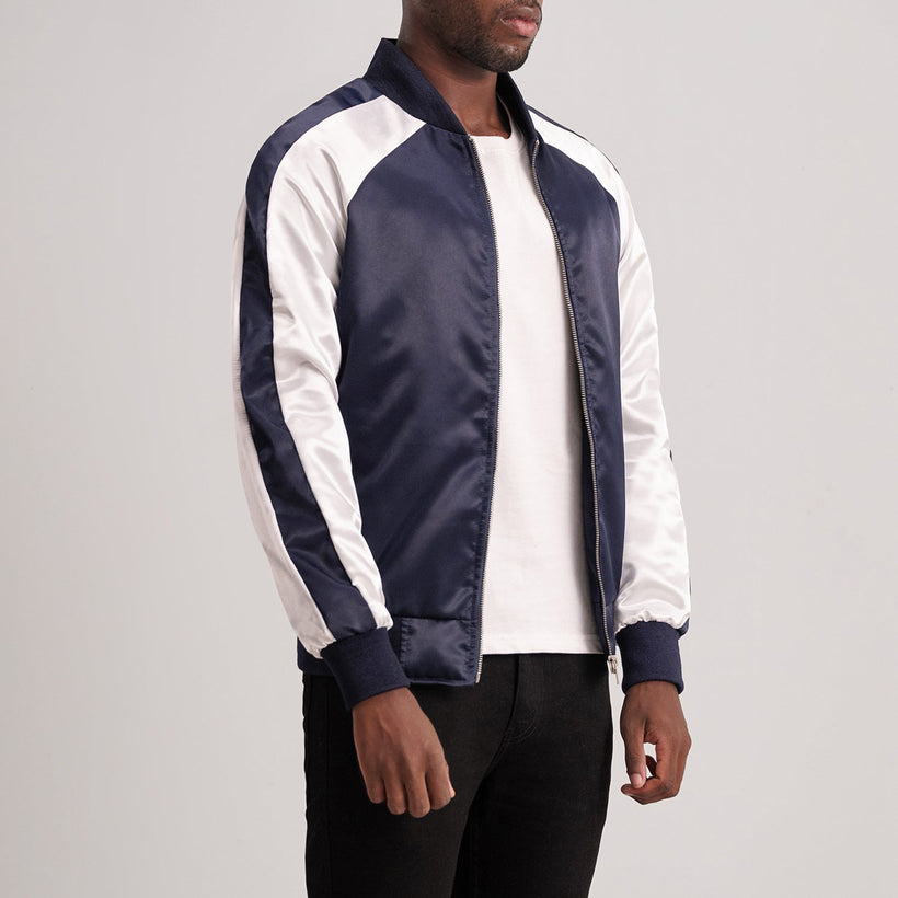 Clarke Blue Varsity Δερμάτινο Μπουφάν Ανδρικό