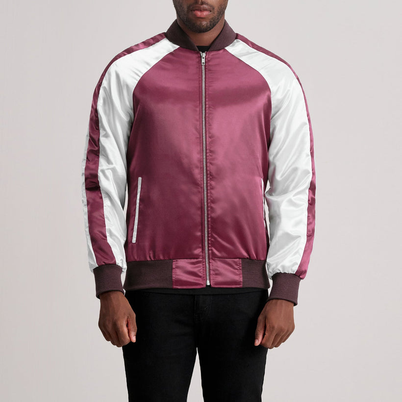 Clarke Maroon Varsity Δερμάτινο Μπουφάν Ανδρικό